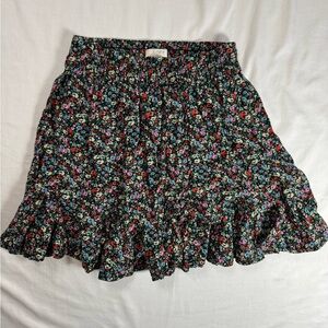 LOFT Black Floral Mini Skirt